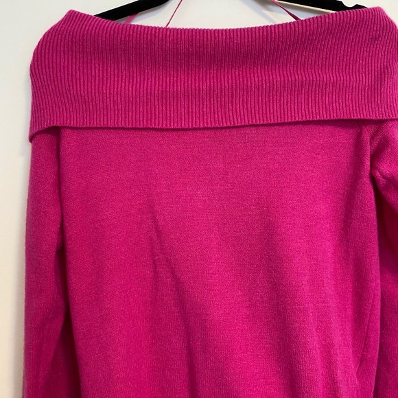 Anthropologie Hot Pink Off the Shoulder Sweater - Picture 1 of 1